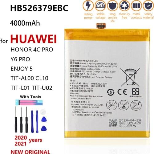 100% original HB526379EBC phone battery For Huawei Y6 Pro Enjoy 5 HONOR 4c pro TIT-L01 TIT-TL00 -CL00 TIT-CL10 4000mAh Batterie