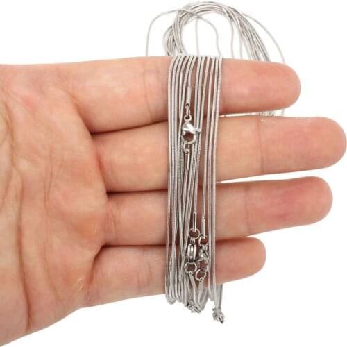20pcs Wholesale Womens Silver Strong 316L Stainless Steel Snake Chain Necklace in Bulk Top Quality