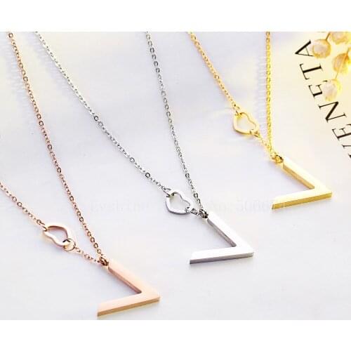 2018 Fashion Jewelry Choker Big V L Necklaces Bijoux Femme Stainless Steel For Women Birthday Gift