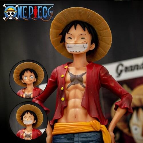 27cm Anime One Piece Figurine Ros Luffy PVC Statue Action Figure Monkey D Luffy Classic Smiley Model Toy For Kids Christmas Gift