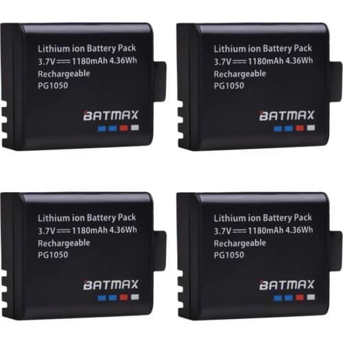4Pcs 1180mAh PG1050 Rechargeable Li-ion Battery akku for SJCAM SJ4000 sj8000 sj9000 H9 H9R H8 H8R H8PRO SOOCOO C30 Sport Camera