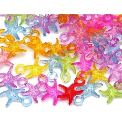 Mixed Color Transparent Starfish Acrylic Spacer Beads 30pcs 20x14mm Loose Pendant For Jewelry Design DIY Bracelet Accessories