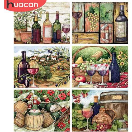 HUACAN 5d Diamond Painting Red Wine Handmade Gift Full Square/Round Diamond Embroidery Cross Stitch Landscape Home Decor