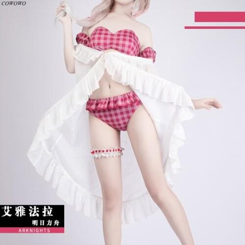 Anime! Arknights Eyjafjalla Coral Coast Split Swimsuit Lovely Uniform Cosplay Costume Summer Pool Party Suit For Women 2021 NEW