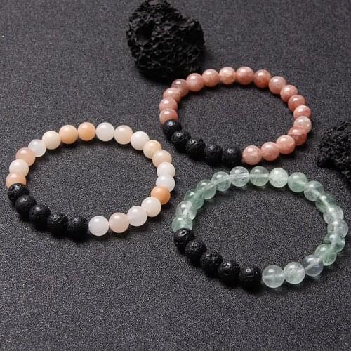 Charm Lava Rock Natural stone bracelet Aventurine Fluorite Beads Bracelets energy Fashion women Yoga Casual style Jewelry Gift