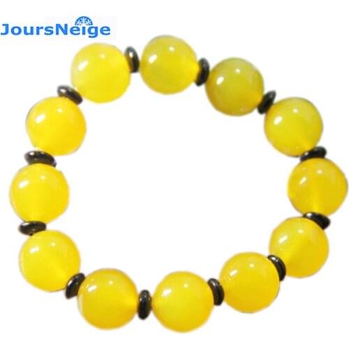JoursNeige Natural Yellow Crystal Bracelets Beads Size 14mm Lucky for Women Women Girl Crystal Single lap Bracelet Jewelry