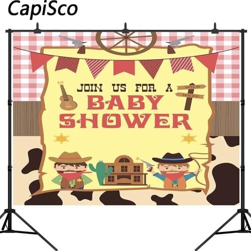 Capisco Western Theme Party Backdrop Cowboy baby shower Party Rustic Wild West Background for Photography Photo Booth Studio