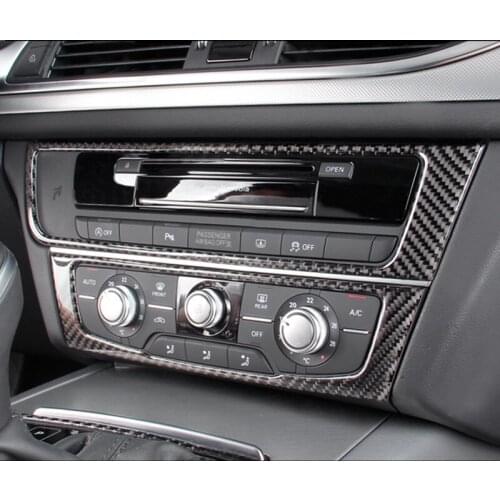Center Console Air Conditioning CD Frame Decoration Cover Trim 2pcs For Audi A6 C7 2012-2018 LHD Carbon Fiber Car Styling