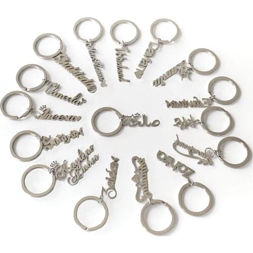 Custom Sculpture Name Keychains Personalized Monogram Initial Key Chain With Name Engraved Letter For Women Men Jewelry Gifts