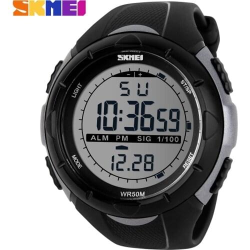 SKMEI Sports Digital Men Wristwatches Big Dial Military Repeater Watches Alarm Auto Date Shock Resistant Waterproof Watches 1025
