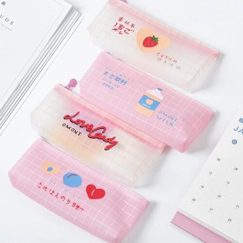 Love Candy Milk Pink Balloon Strawberry Pencil Case Stationery Storage Organizer Pencil Bag School Office Supply Escolar