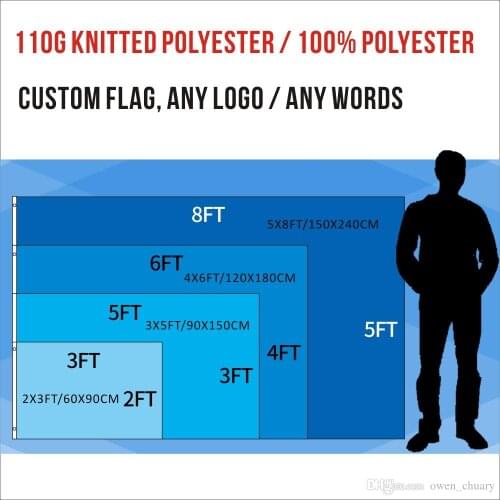 Custom Digital Print 2x3ft/3x5ft/ 4x6ft / 5x8ft Any Logo Free Drop Shipping 100D Polyester Outdoor Sport Parade Home Decoration