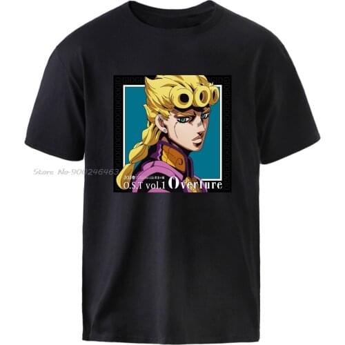 JoJo Bizarre Adventure Giorno Giovanna T shirts Man Casual Summer Cotton Outwear Top Hot Sell Man T shirt Loose Fit T shirt