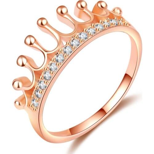Trendy Women Rings 925 Silver Jewelry with Zircon Gemstone Crown Shape Finger Ring Accessories for Wedding Party Gift Wholesale