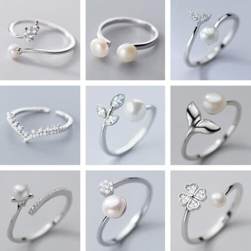 PONYKISS Trendy 925 Sterling Silver Flowers Animals Zircon Pearl Adjustable Rings Women Party Fine Jewelry wholesale Accessory