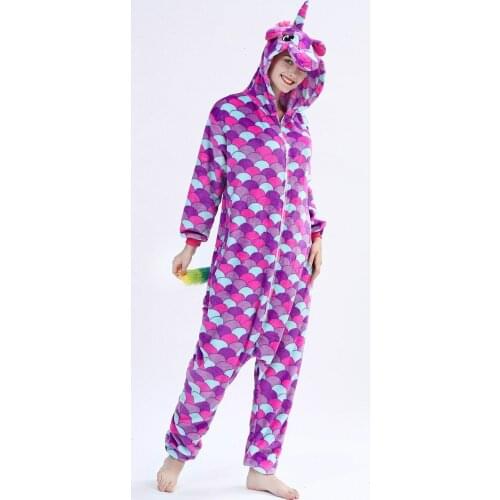 Spindrift Unicorn Kigurumi Onesie Adult Women Animal Pajamas Flannel Costumes Sleepwear Onepiece Winter Jumpsuit Pijama Cosplay