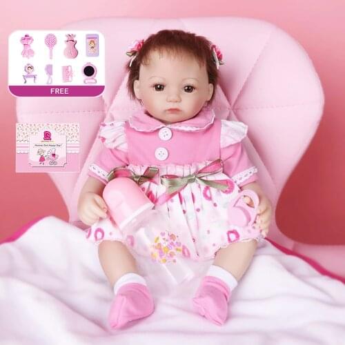 18 Inch Full Body Hair Toy Doll Bebe Reborn Soft Silicone Realistic Toys for Children Baby Kids Birthday Christmas Gift 48CM