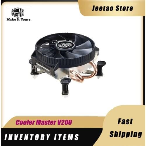 Cooler Master V200 TDP95W PC Radiator 2 Heatpipes HTPC CPU Cooler 90mm Quiet Cooling Fan For Intel 775 1155 1156 1151 1150 M-ATX