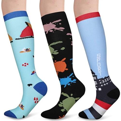 Running Men Women Socks Sports Black Compression Socks Varicose Vein Stocking Stretch Pressure Circulation Stockings 15-20 MmHg