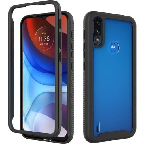 Soft TPU Bumper Dual-Layer Armor Shockproof Case For Motorola Moto E7 Power Hard PC Transparent Acrylic Protective Back Cover