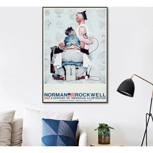 Norman Rockwell Exhibition Poster Abstract Painting on Canvas American Painter Art Prints Gallery Wall Picture Tattoo Shop Decor