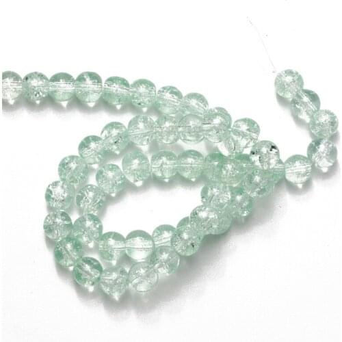 Wholesale 6 8 10mm Light Green Cracked Glass Beads Natural Stone Loose Beads for Jewelry Making Necklace Bracelet Earrings DIY