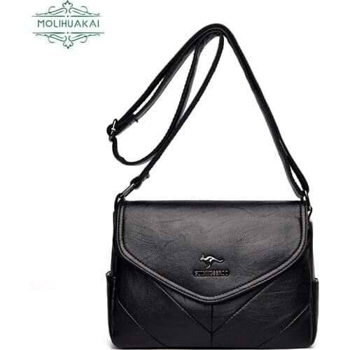 Casual High Quality PU Leather Shoulder Bag Ladies Stitching Flap Designer Handbag Brand Fashion Messenger Bag Simple Sac A Main