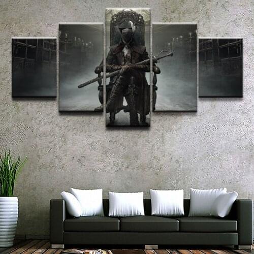 Framework HD Print Picture Canvas Wall Art For Living Room Modular 5 Panel Game Bloodborne Home Decoration Poster Painting