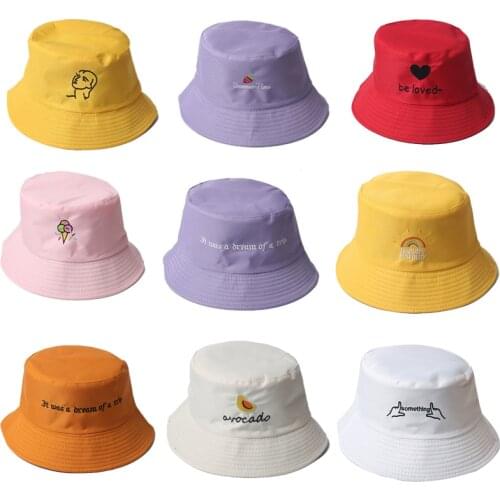 Spring Summer Women Sun Hat Double Sided Embroidery Bucket Hat Men Fishing Hat Casual Fishermen Panama Bob Bucket Cap Gorros