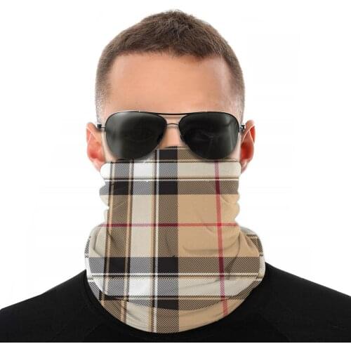 Scotland Gold Tartan Scarves Half Face Mask Men Women Halloween Tube Mask Neck Bandanas Windproof Headwear Outdoor Hiking