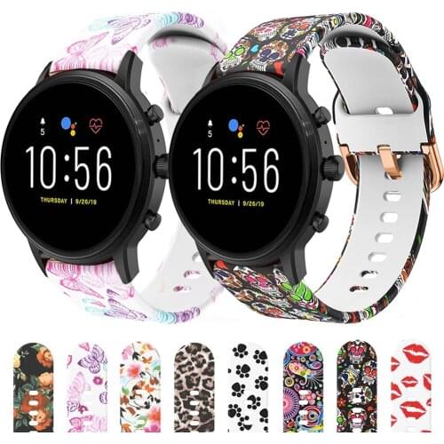 22MM Printing Silicone Strap For Fossil Gen 5 Carlyle HR/Julianna HR Band For Fossil Sport 43mm / Q Explorist HR Gen 4 Belt Band