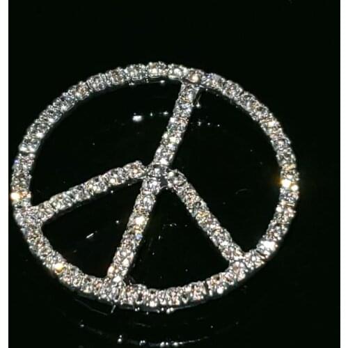 Rhinestone Handmade "Peace Sign" Lapel Pin Gift Blingbling Crystal Brooch Jewelry Fashion Accessories WHOLESALE