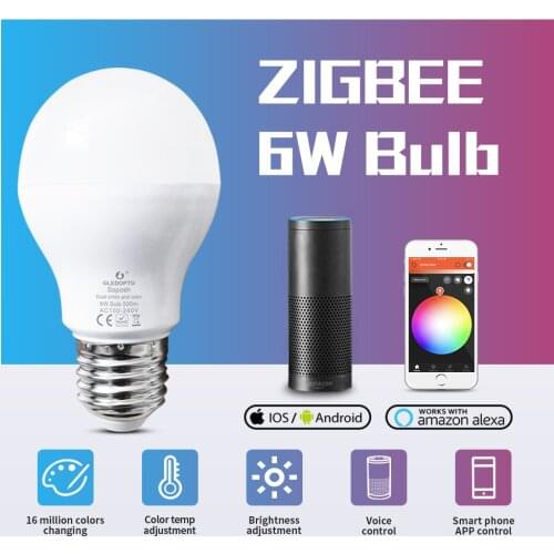 LED 6W RGB+CCT led bulb Zigbee smartLED bulb e26e27 AC100-240V WW/CW rgb led bulb dimmable light dual white and color