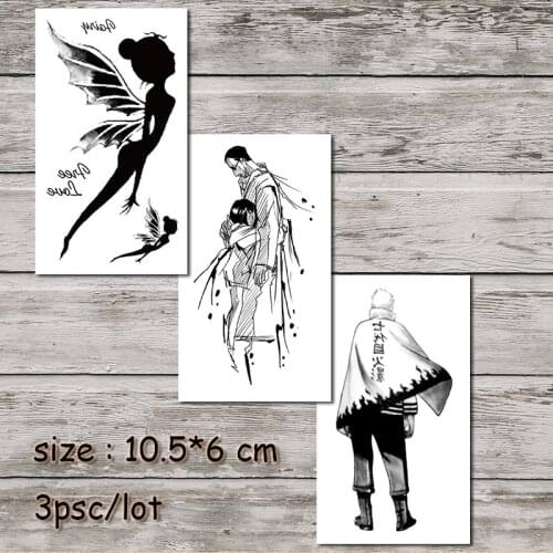 Waterproof Temporary Sticker Angel Wings Cartoon Leon Ninja Tattoo Tattos Body Arm Men Women Fake Tatoos 3 Pcs 10.5*6 Cm