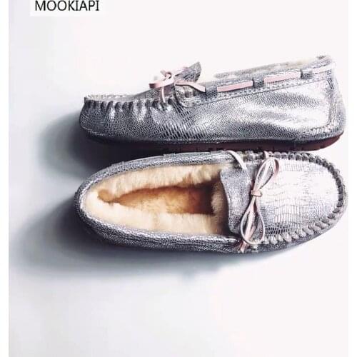 MOOKIAPI Chinese brand high quality womens shoes, 100%genuine leather,100% wool, classic loafers shoes, free delivery