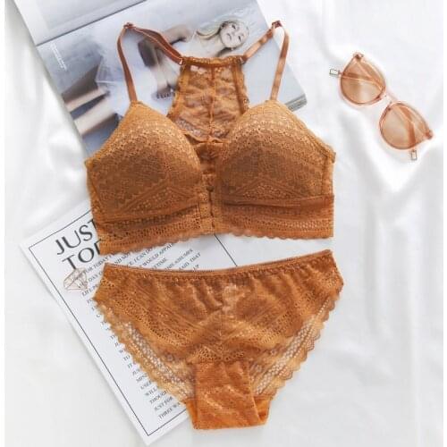 Women\s Lace Silk Cloth Bra Set Beauty Back Push Pad Bra Seamless Lace Cutout Lingerie Underwear