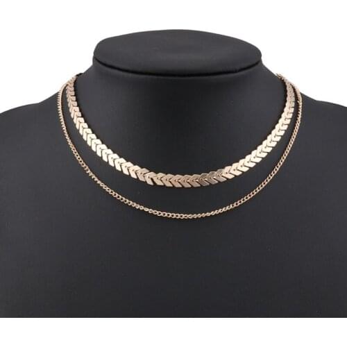 2021 Trend Fashion Women Lady Elegant Collar V Sequins Chain Necklace Bib Party Double Layer Jewelry Aesthetic Choker Necklace