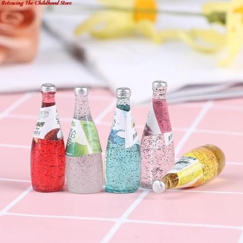 1/12 Miniature Food Mini Fruit Drink Play Doll Food Dollhouse Kitchen Toys Resin Mini Fruit Bottle Simulation Drinks Model Toys