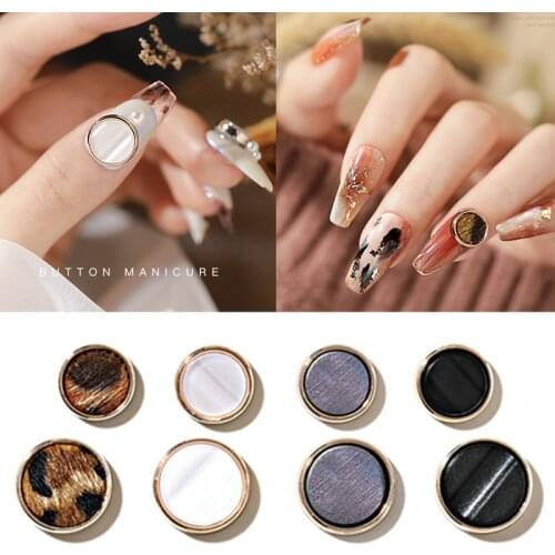 2 Pcs Button 3D Nail Art Decoration Metal Strip New Leopard Print Nail Art DIY Japanese Design Button Manicure Set for Nails