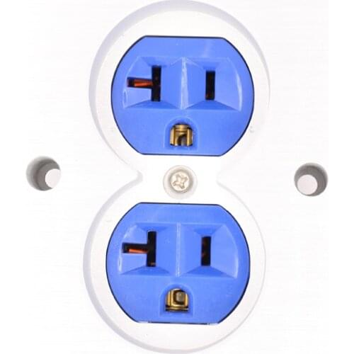 2pcs Blue High Quality Power US AC Power Receptacle Wall Outlet Copper Socket