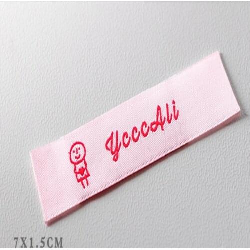 2000pcs/lot Customized clothing tags washable garment labels custom black satin woven labels for clothing labels