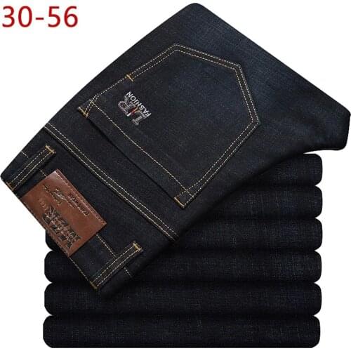 2020 Big Size 30-56 Classic Stretch Baggy Jeans Men Brand Demin Black Loose Pants Casual Male Cotton High Elastic Overalls CQY10