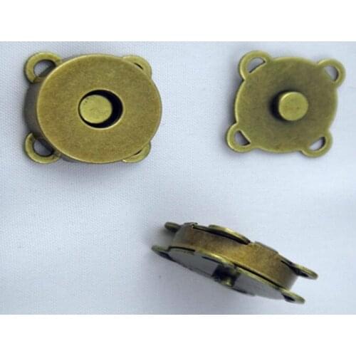 25 set/lot the plum blossom shape 14*4mm Antique Bronze Metal Magnet Button for Bags Magnetic Handbag Bag clothes snap buckle