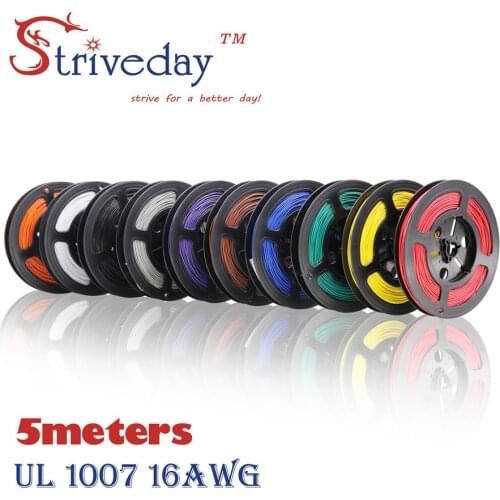 5 meters 16.4 ft UL 1007 16 AWG Cable Tinned copper Wire DIY Electronic wire 10 colors Can choose