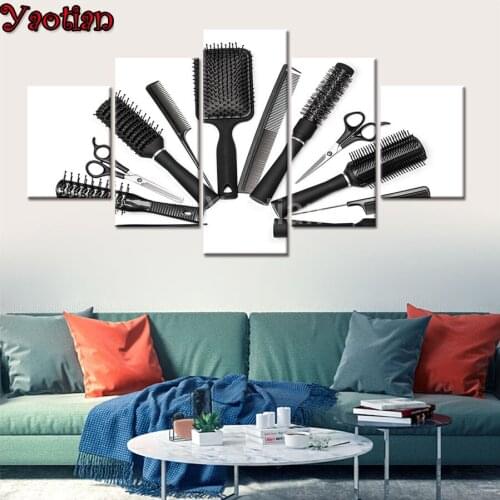 5D DIY Diamond Painting Scissors Comb Tools Hairdressing Salon 5 Pieces Full square/round Diamond Mosaic Embroidery Puzzle Art