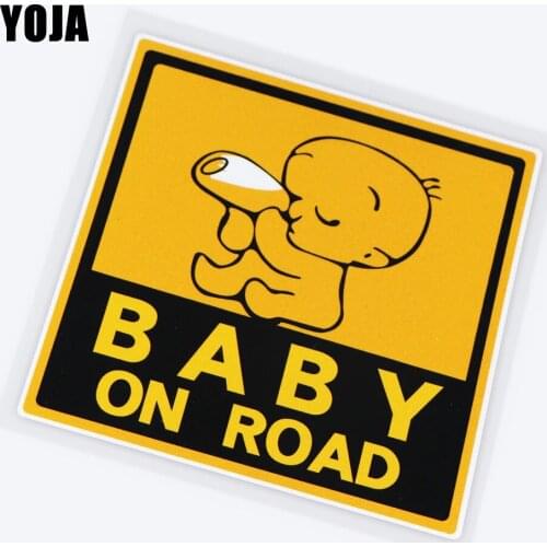 YOJA 16X16.1CM BABY ON ROAD Warning Car Sticker Vinyl Decal Cartoon Decorate 19B-0001