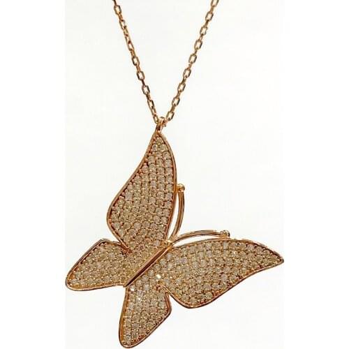 Large Butterfly Custom Quality Silver Necklace