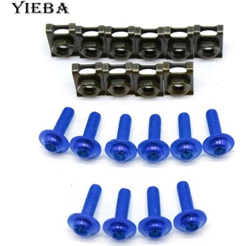 10PCS/Set 6mm Motorcycle M6 6mm Fairing Bolts Spire Speed Fastener Clips Screw Spring Bolts Nuts For Yamaha FZ1 FZ6 FZ6R FZ8 YZF