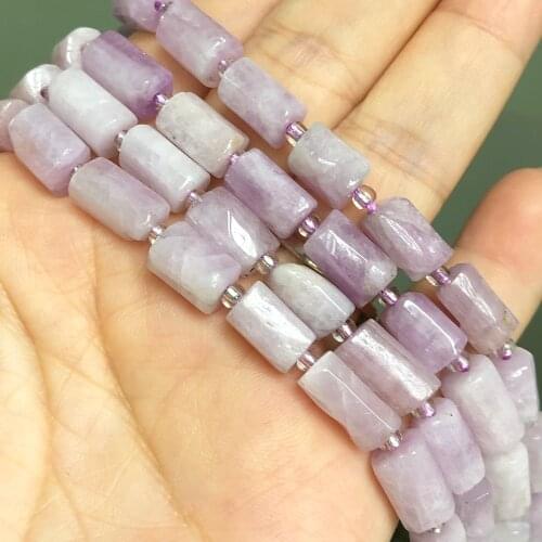 8x11mm Natural Purple Kunzite Spodumene Stone Beads Faceted Cylinder Loose Spacer Beads For Jewelry Making DIY Bracelet Necklace