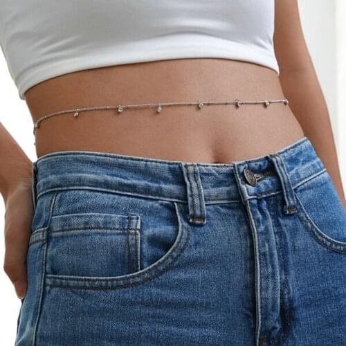 1pcs silver color Belly Waist Chain Body Jewelry Women Sexy crystal Bikini Beach Body Chain Vintage Charm Jewelry Y002